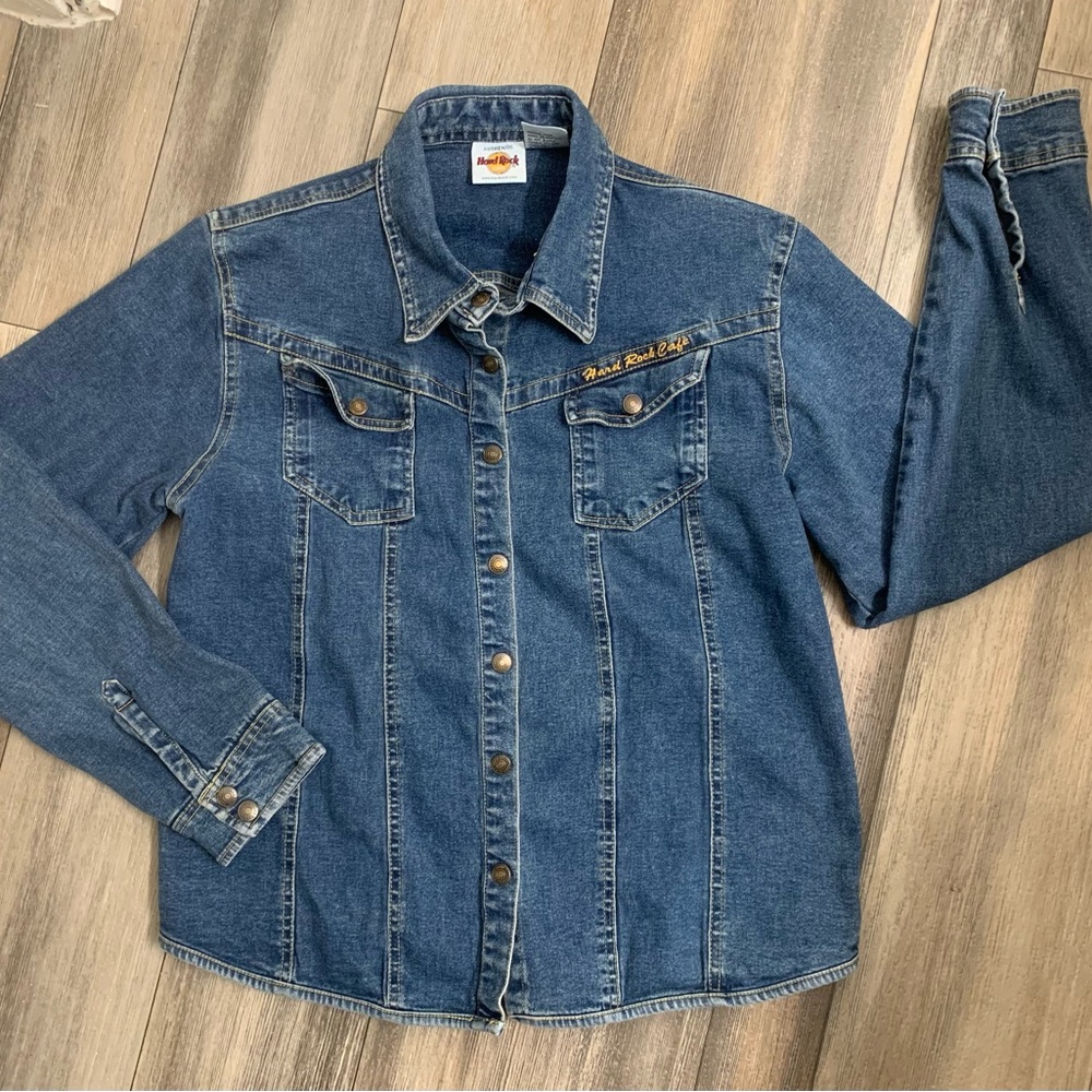 Hard Rock Cafe Blue Denim Button-Front Jacket